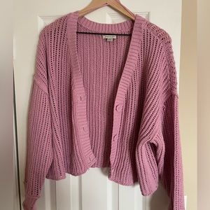 American Eagle Loose Knit Cardigan | Pink | XL